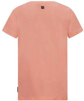 Retour Jeans T-shirt Orlando met printopdruk koraalroze Jongens Katoen Ronde hals 134 140
