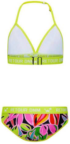 Retour Jeans triangel bikini Noa limegroen roze Meisjes Polyamide Bloemen 170 176