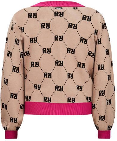 Retour Jeans vest Fayenne met all over print zand fuchsia zwart Beige Meisjes Polyester V-hals 122-128 - Foto 2
