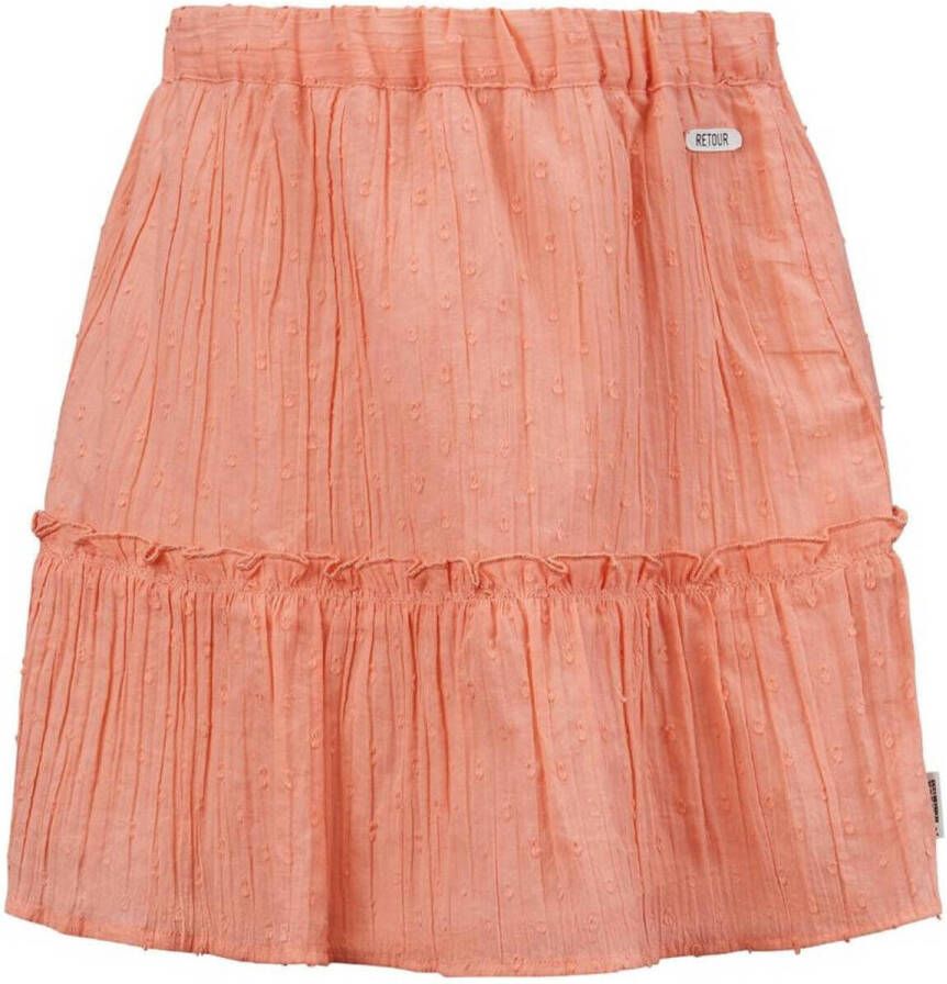 Retour Jeans rok Marseille met ruches perzik Roze Meisjes Katoen Effen 122 128