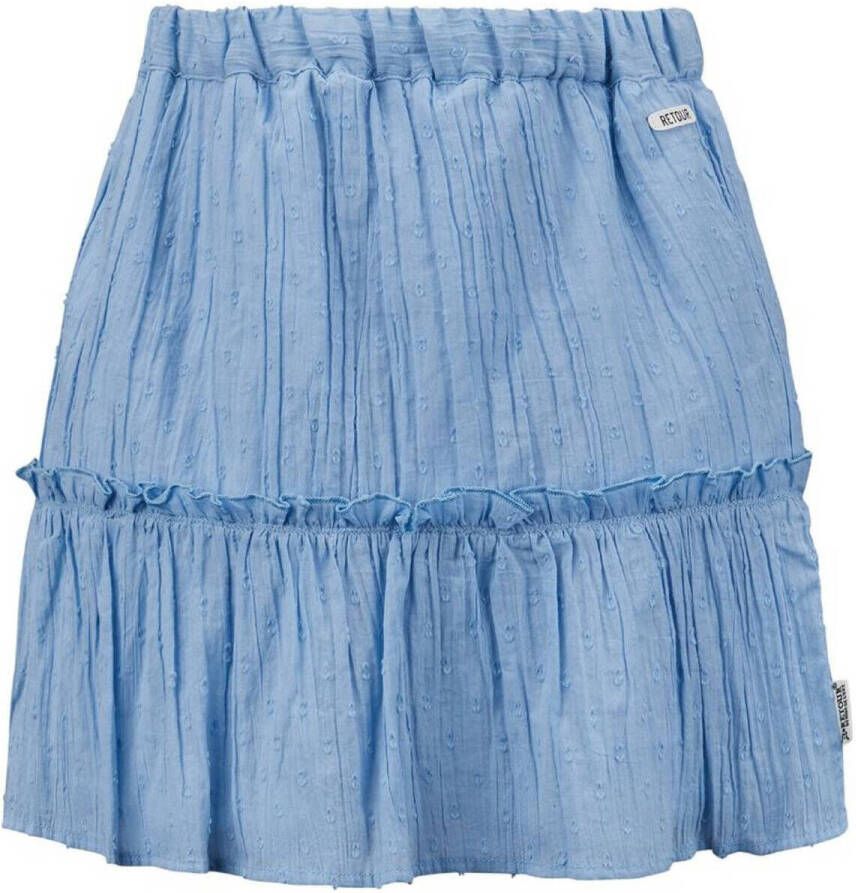 Retour Jeans rok Marseille met ruches lichtblauw Meisjes Katoen Effen 122 128
