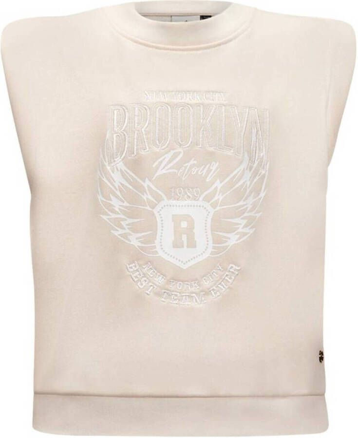 Retour Denim sweater June met printopdruk licht beige Printopdruk 122 128