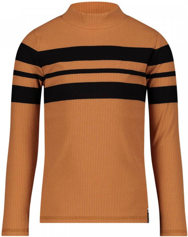 Retour Jeans longsleeve Abadou karamel bruin zwart Meisjes Polyester Opstaande kraag 122 128