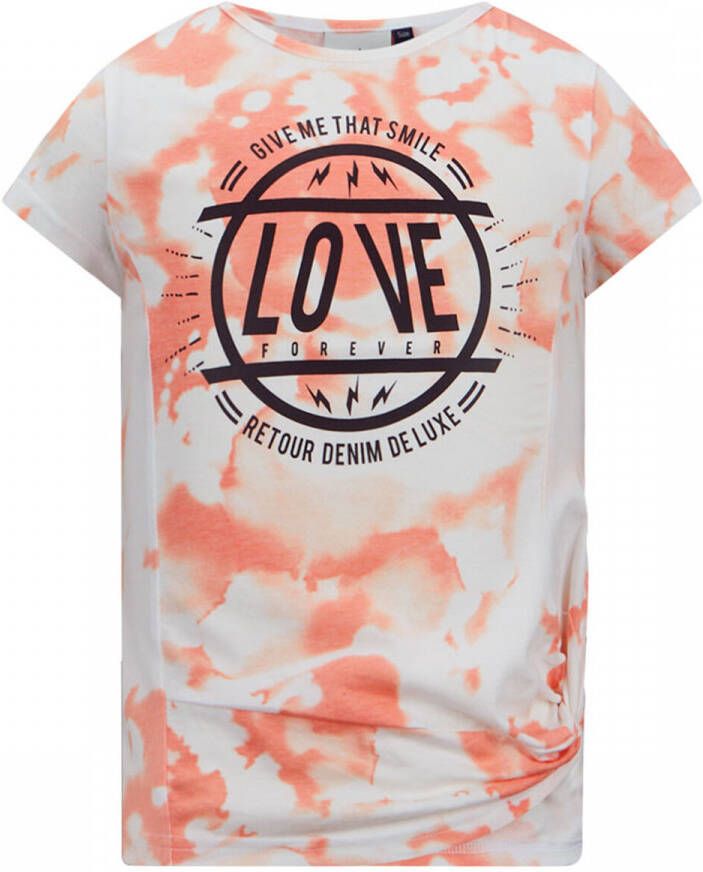 Retour Jeans tie-dye T-shirt van biologisch katoen oranje wit Tie-dye 146-152