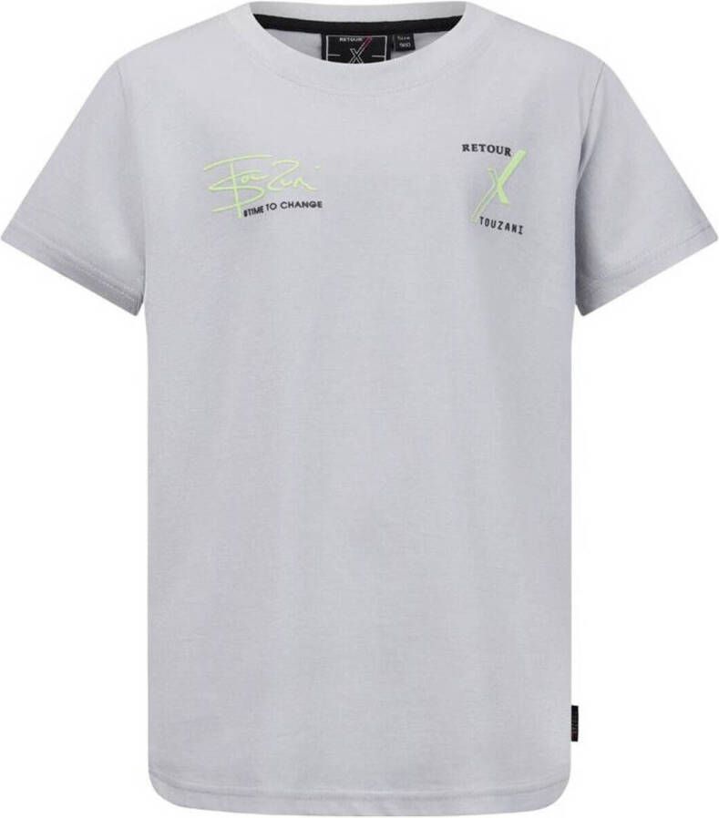 Retour Denim Retour X Touzani T-shirt Captain met printopdruk grijs Jongens Katoen Ronde hals 122 128