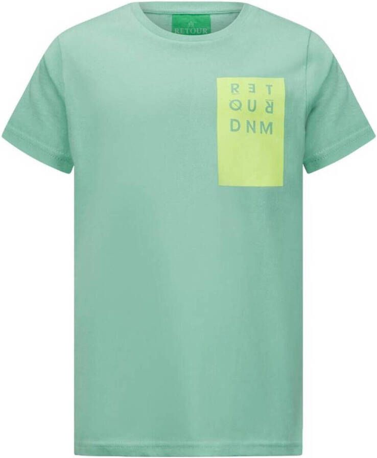 Retour Denim T-shirt Tyson met printopdruk mintgroen