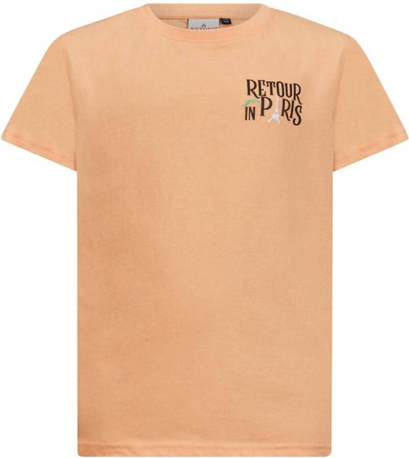 Retour Jeans T-shirt Maretta met printopdruk perzik Roze Meisjes Katoen Ronde hals 122 128