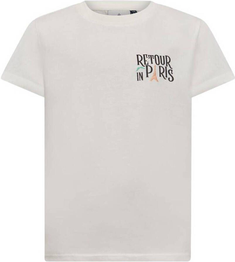 Retour Jeans T-shirt Maretta met tekst offwhite Wit Meisjes Katoen Ronde hals 122 128