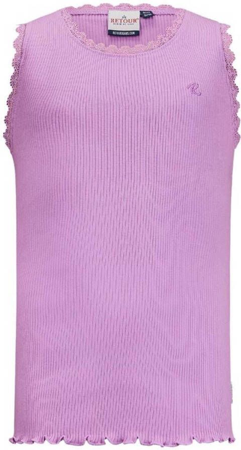 Retour Jeans gestreept ribgebreid T-shirt Orlene lichtpaars Meisjes Katoen Ronde hals 170 176
