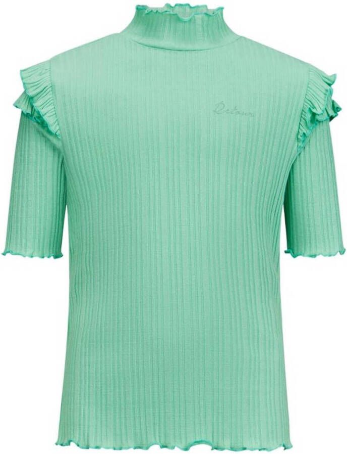 Retour Jeans top Yass met ruches mintgroen Meisjes Katoen Opstaande kraag 146 152