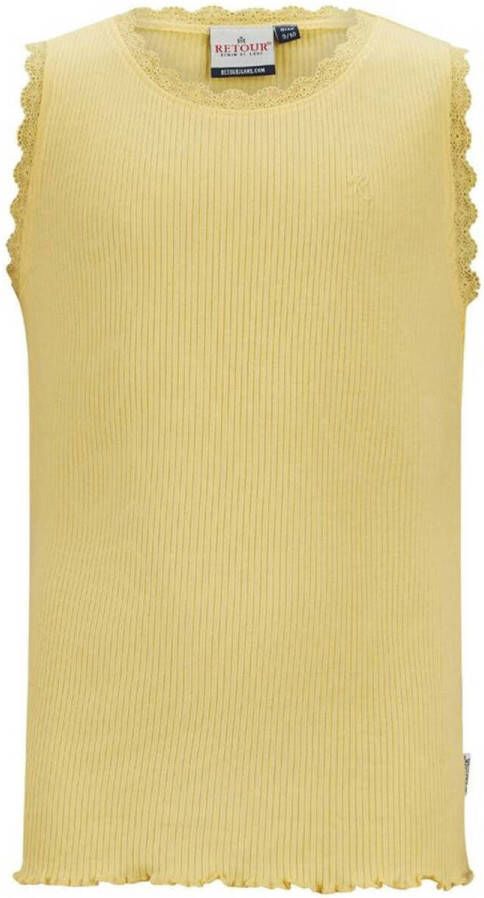 Retour Denim ribgebreid T-shirt Orlene met kant geel