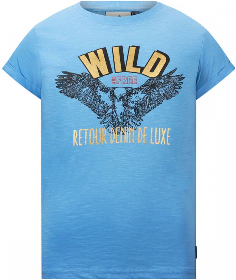 Retour Jeans T-shirt Bondy met printopdruk lichtblauw Meisjes Katoen Ronde hals 122 128