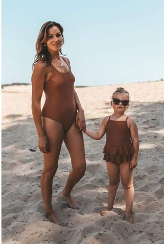 Salted Stories badpak met glitter bruin Dames Polyamide Effen XL - Foto 2