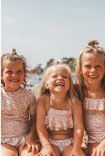 Salted Stories badpak met ruches beige lila Meisjes Polyamide All over print 122 128 - Foto 2