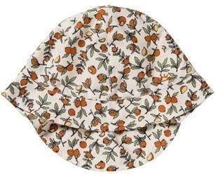 Salted Stories zonnehoedje offwhite oranje Wit Meisjes Polyester All over print