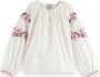 SCOTCH & SODA Meisjes Blouses Long Sleeved Flower Embroidery Top Wit - Thumbnail 4