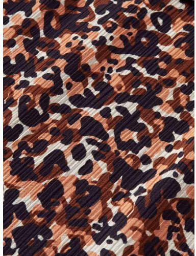 Scotch & Soda jurk met panterprint bruin Meisjes Polyester Ronde hals Panterprint 140 - Foto 3