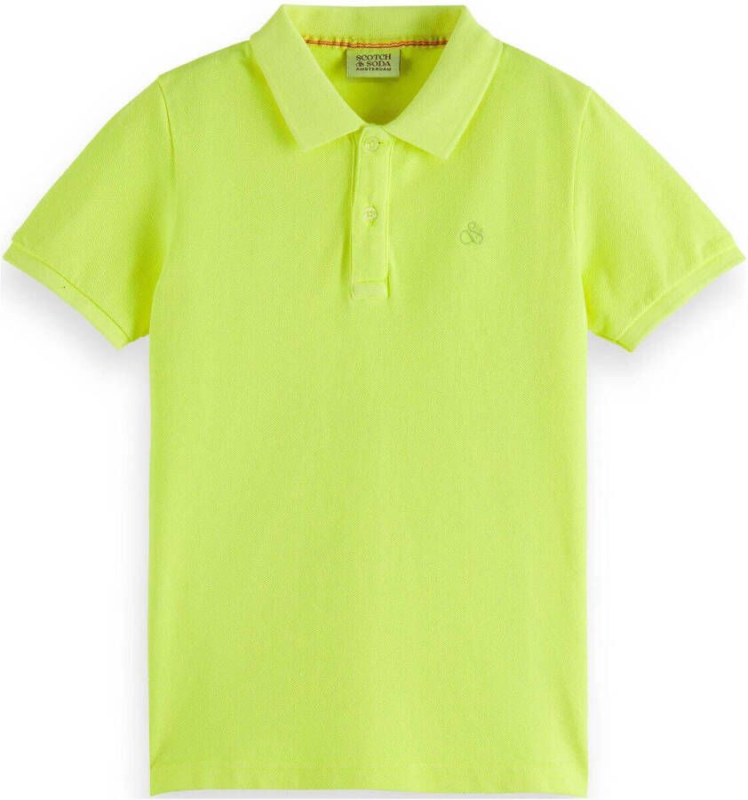 SCOTCH & SODA Jongens Polo's & T-shirts Garment Dyed Short Sleeved Pique Polo Geel