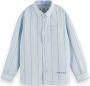 SCOTCH & SODA Jongens Overhemden Yarn Dyed Long Sleeve Linen Shirt Blauw wit Gestreept - Thumbnail 3