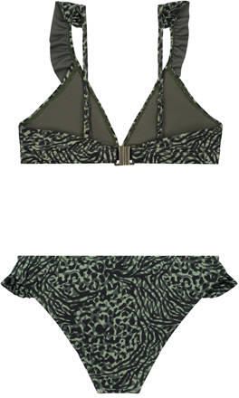 Shiwi triangel bikini Bella met ruches groen zwart Meisjes Polyester All over print 122 128 - Foto 2