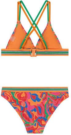 Shiwi triangel bikini Luna oranje groen Meisjes Polyester All over print 110 116