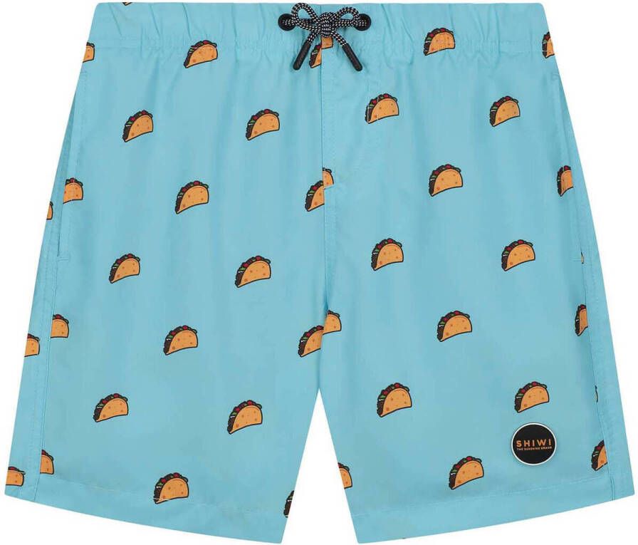Shiwi zwemshort Taco blauw Jongens Gerecycled polyester All over print 122 128