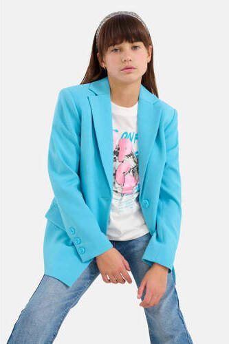 Shoeby blazer turquoise Blauw Meisjes Polyester Reverskraag Effen 134 140 - Foto 3