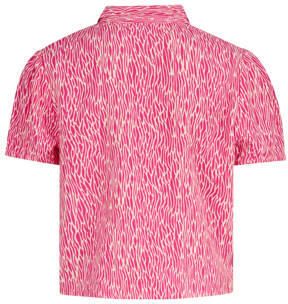Shoeby blouse met all over print roze wit Meisjes Viscose Klassieke kraag 146 152