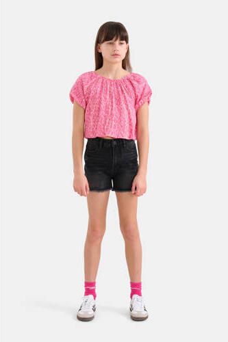 Shoeby blouse met all over print roze wit Meisjes Viscose Klassieke kraag 146 152 - Foto 2