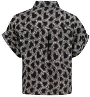 Shoeby blouse met hartjes zwart Meisjes Viscose Button down Hartjes 146 152