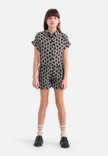 Shoeby blouse met hartjes zwart Meisjes Viscose Button down Hartjes 146 152 - Foto 3