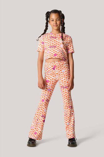 Shoeby crop top met all over print oranje roze Meisjes Polyester Ronde hals 134 140 - Foto 2