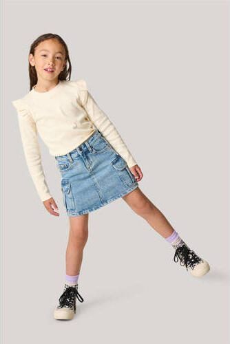 Shoeby denim; spijkerrok medium blue denim Blauw Effen 122 128 - Foto 2