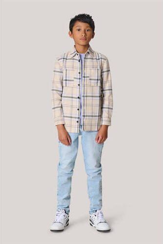 Shoeby gestreepte longsleeve ecru Jongens Katoen Klassieke kraag Streep 146 152