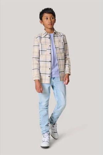 Shoeby gestreepte longsleeve ecru Jongens Katoen Klassieke kraag Streep 146 152 - Foto 3