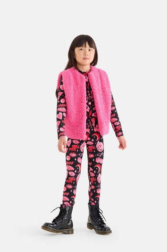 Shoeby gilet roze Meisjes Teddy Openvallende hals Effen 110 116