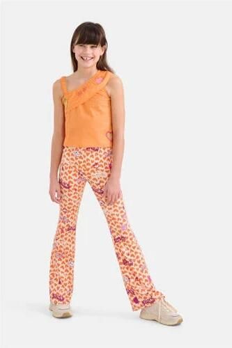 Shoeby high waist flared broek met all over print oranje Meisjes Polyester 146 152