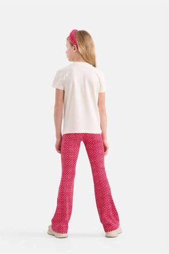 Shoeby high waist flared broek met all over print roze Meisjes Polyester 158 164 - Foto 2