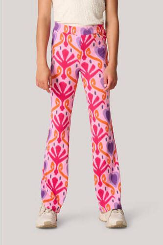 Shoeby high waist flared broek met all over print roze Meisjes Polyester 110 116 - Foto 2