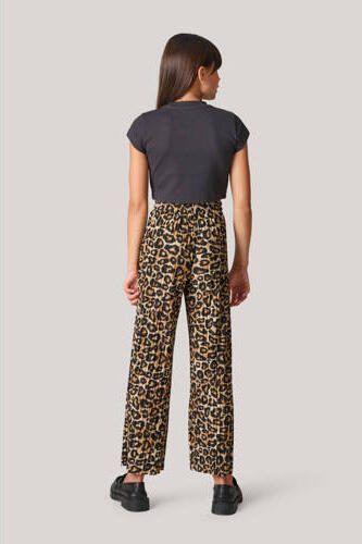 Shoeby high waist loose fit broek met dierenprint bruin Meisjes Polyester 110 116 - Foto 3
