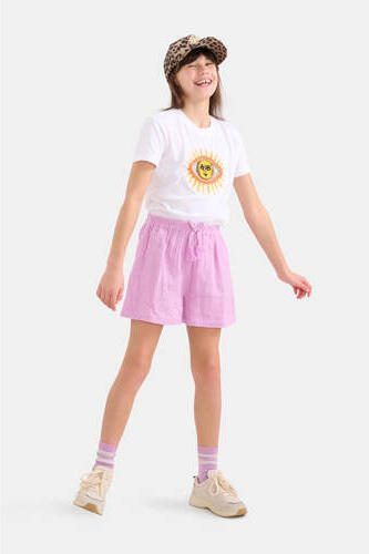 Shoeby high waist regular fit casual short lila Korte broek Paars Meisjes Katoen 122 128 - Foto 3