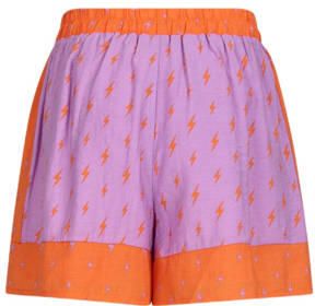 Shoeby high waist regular fit casual short met all over print paars oranje Korte broek Meisjes Viscose 110 116