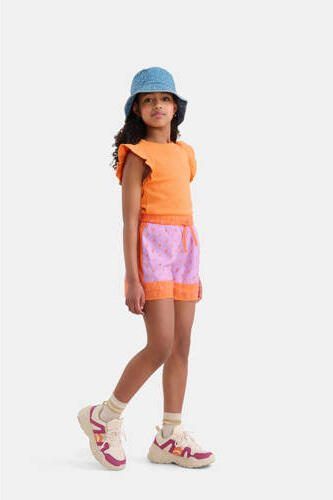 Shoeby high waist regular fit casual short met all over print paars oranje Korte broek Meisjes Viscose 110 116 - Foto 2