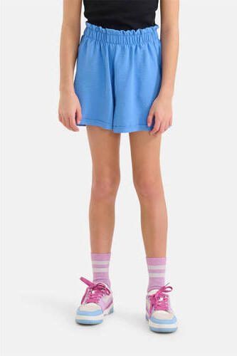 Shoeby high waist regular fit sweatshort blauw Korte broek Meisjes Polyester 110 116