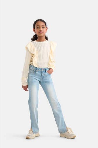 Shoeby high waist straight fit jeans mediumstone Blauw Meisjes Stretchdenim 134 - Foto 4