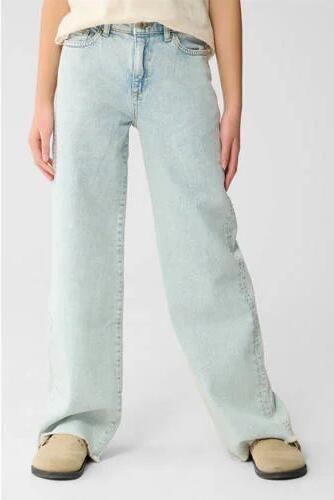 Shoeby high waist wide leg jeans light blue denim Blauw Effen