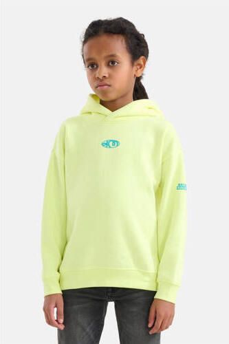 Shoeby hoodie met printopdruk lime Sweater Groen Jongens Polyester Capuchon 146 152
