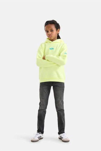 Shoeby hoodie met printopdruk lime Sweater Groen Jongens Polyester Capuchon 146 152 - Foto 3
