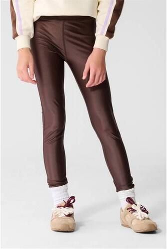 Shoeby imitatieleren skinny legging donkerbruin Broek Meisjes Polyester
