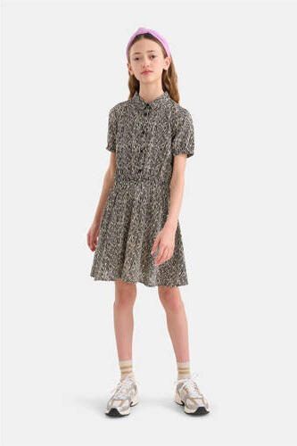 Shoeby jurk met all over print zwart Meisjes Viscose Button down All over print 110 116 - Foto 2